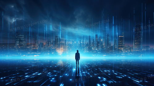 藍色科技大數(shù)據(jù)商務人工智能插畫圖片素材下載 jpg格式 熊貓辦公